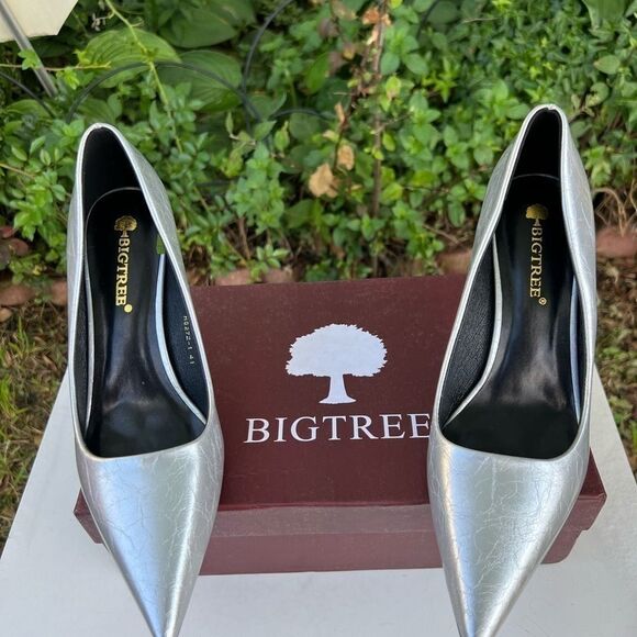 Big Tree Women Slip On Mid Heels Pumps Pointy Toe Patent Leather Sz 10 - Picture 7 of 7